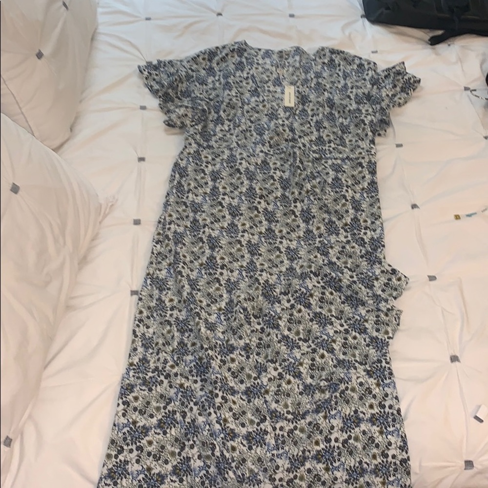 Max studio floral print midi wrap dress, small